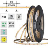 LED strip COB NW, 480LED/m, 10W/m, DC 24V, 1030lm/m, CRI90, IP20, 10mm, 50m