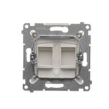 IP two-circuit switch, LED illuminated, (module), 16AX, Screw, Gold matt, metalic