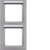 Frame 2gang with labelling field vertical Q.3 alu velvety, lacquered