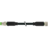 M8 male 0° / M8 female 0° A-cod. PUR 4x0.25 bk UL/CSA+ drag 1.3m