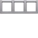 Frame 3gang with labelling field horizontal Q.1 alu velvety, lacquered