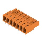 PCB plug-in connector, female header, closed side, THT solder connection, 5.08 mm, Number of poles: 7, 90°, Solder pin length (l): 3.2 mm, tinned, orange, Box