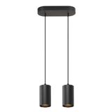 ASTO TUBE, pendant light, GU10, pendant length 250 cm, 2x max. 10 W, black