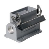 HDC enclosures, Size: 2, Protection degree: IP65, in plugged condition, Base housing, End-locking clamp, lower side, Standard, Size of cable entries: M 20