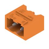 PCB plug-in connector, male header, closed side, THT solder connection, 5.08 mm, Number of poles: 2, 90°, Solder pin length (l): 3.2 mm, tinned, orange, Box