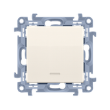 Interdediate switch with LED indicator light without pictogram, 10AX, cream white/electro white