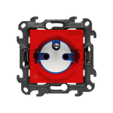 DATA single socket outlet with socket access element, Push In system, (module), Simon 24, IP20, 16A, anibacterial red