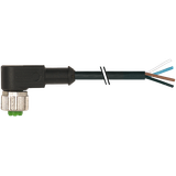 M12 female 90° A-cod. with cable PUR 4x0.34 bk UL/CSA+drag ch. 25m
