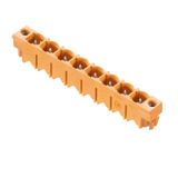 PCB plug-in connector, male header, Solder flange, THT solder connection, 7.62 mm, Number of poles: 11, 180°, Solder pin length (l): 3.2 mm, tinned, orange, Box