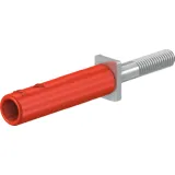 Screw-in adapter, 4 mm socket to screw connection, red, CAT II, 24.0168-22