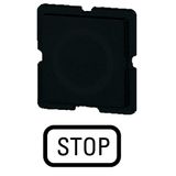112TQ25 Button plate, black, STOP