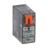 Miniature relay with LED state indicator and mechanical actuator, 24VAC, 16A, 1C/O contact. Fitting on socket HR5XS2... (max 10A)