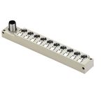 with M12 outlet, 12-pole, A-coded, M8, 30 V, , LED: Yes, LED initiator: Yes, Wiring type: PNP