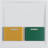 Central part with green and yellow off button, Berker S.1/B.x, white, gloss
