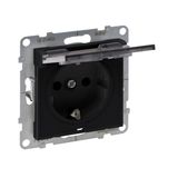 2P+E SOCKET SCHUKO STANDARD WITH FLAP IP 21 AUTO TERMINALS SHUTTERED BLACK