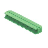 PCB plug-in connector, male header, Dovetails for fixing blocks, THT solder connection, 7.50 mm, Number of poles: 6, 90°, Solder pin length (l): 3.2 mm, Pale green, Box