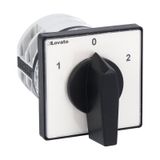 Rotary cam switch 7GN series, changeover switch 2 poles 40A, for front mounting with black handle, front plate 65X65mm