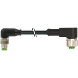 M8 male 90° / M12 female 90° A-cod. PUR 4x0.25 bk UL/CSA+drag ch. 3m