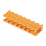 PCB plug-in connector, male header, open side, THT solder connection, 5.08 mm, Number of poles: 18, 90°, Solder pin length (l): 3.2 mm, tinned, orange, Box