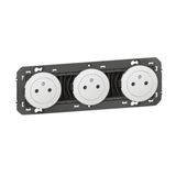 Triple 2P+E surface dooxie 16A pre-wired power socket white finish - blister packaging