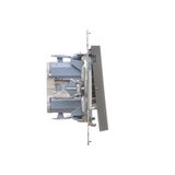 Double socket outlet with earthing for IP44 version with frame seal, without shutters, (module), Simon 24, IP20/IP44, 16A, graphite mat, Flap color: Transparent