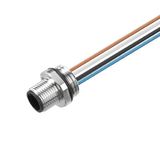 Built-in plugs, M12, pin, straight, Mounting thread: PG 9, Number of poles: 8, Strand / cable length: 0.5 m, Front mounting