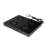 Fan-unit 19", 1U, 4 fans, Analog thermostat, RAL9005