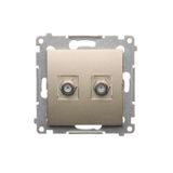 Double aerial socket type "F", Gold matt, metalic