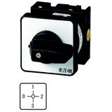 T0-1-15110/E Series switches, T0, 20 A, flush mounting, 1 contact unit(s), Contacts: 2, 90 °, maintained, With 0 (Off) position, 0-1-2-3, Design number 15110