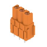 PCB plug-in connector, female header, Dovetails for fixing blocks, THT solder connection, 5.08 mm, Number of poles: 3, 180°, Solder pin length (l): 3.2 mm, tinned, orange, Box