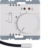 Thermostat, NO contact,Cen. plate,f. heat.,rocker switch,ext.temp.sen.