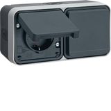 WCD heating adapter 2-way horizontal (#4) with housing, W.1, grey