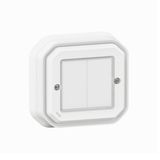 PLEXO DOUBLE SWITCH ON/OFF W/O WIRE, W/O BATTERY - WHITE - SURFACE