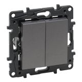 2-GANG 1-WAY PUSH-BUTTON 6A AUTOMATIC TERMINALS MEDIUM GREY