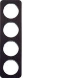 Frame 4gang, R.1, oak/p. white glossy, stained wood