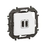 CHARGEUR 2XUSB TYPE A+C BLANC
