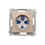 DATA single socket outlet with socket access element, (module), 16A, 250V, Screw, cream white/electro white