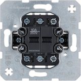 Series push button with 2 changeover contacts, separate input terminals, rocker insert, flush-mounted, 10 A
