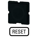 287TQ25 Button plate for push-button, Inscription: RESET, 25 x 25
