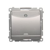 Hotel room switch with indicator light, 10A, Silver matt, metalic, 2A