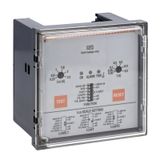 Earth leakage relay with 2 operatin thresholds, flush-mount. External CT. Fail safe, 110VAC-240VAC-415VAC