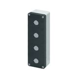 Aluminium push-button enclosure M10 85x260x65, 4 holes Ø 22, without cable entry