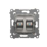 IP two-circuit switch, LED illuminated, (module), 16AX, Screw, Bronze matt, metalic