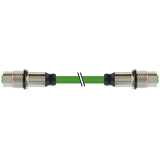 M12 fem. recept. / M12 fem. recept. D-cod. rear PUR 1x4xAWG22 gn 6m