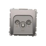 R-TV-SAT pass through aerial socket, atten.: 10dB, Inox, metallized