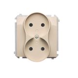 Double socket outlet without earthing, with shutters, beige, 16A