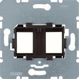 Mounting plate modular jacks, 2-way, brown holder (14.9 x 19.5 mm)