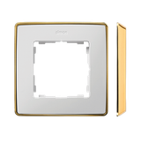 Single frame, white, gold base