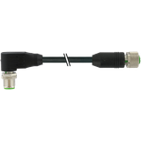 M12 male 90° / M12 female 0° A-cod. shielded PUR 5x0.34 bk 1.7m