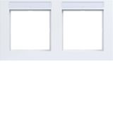 Cover frame double horizontal, text field, A.1, light white glossy